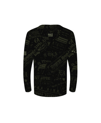 Nupepa Olelo Hawaii Youth Hooded Long Sleeve Drifit Black