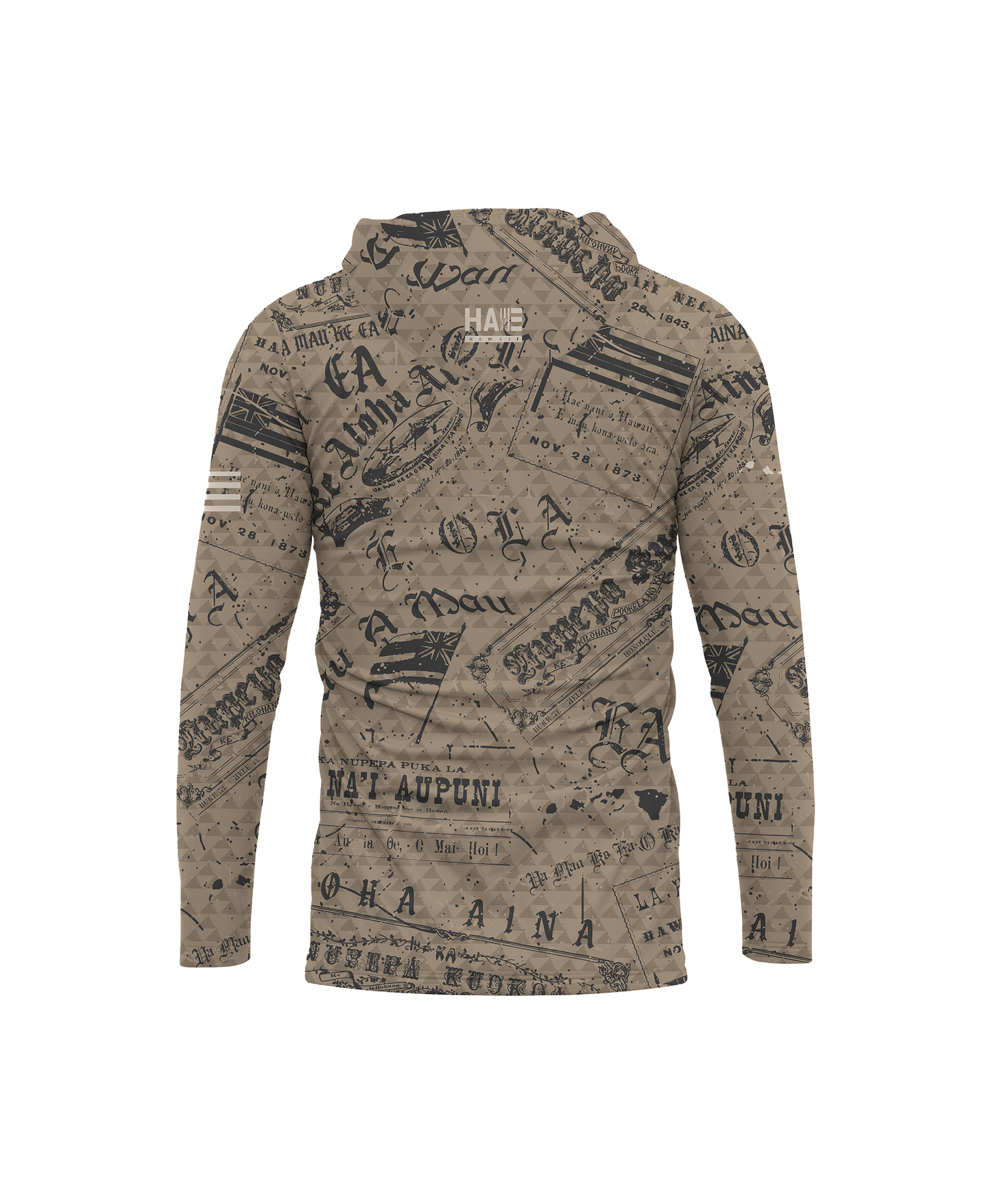 Nupepa Olelo Hawaii Sublimated Hooded Long Sleeve Drifit Youth