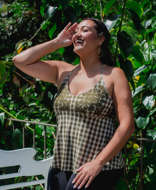 Palaka Kuiki Hoku Halter Top Olive