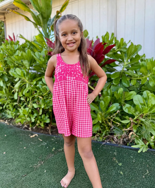 Palaka Kuiki Keiki Kanoe Romper Pink