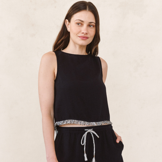 Bella Dahl Sleeveless Fray Trim Tank