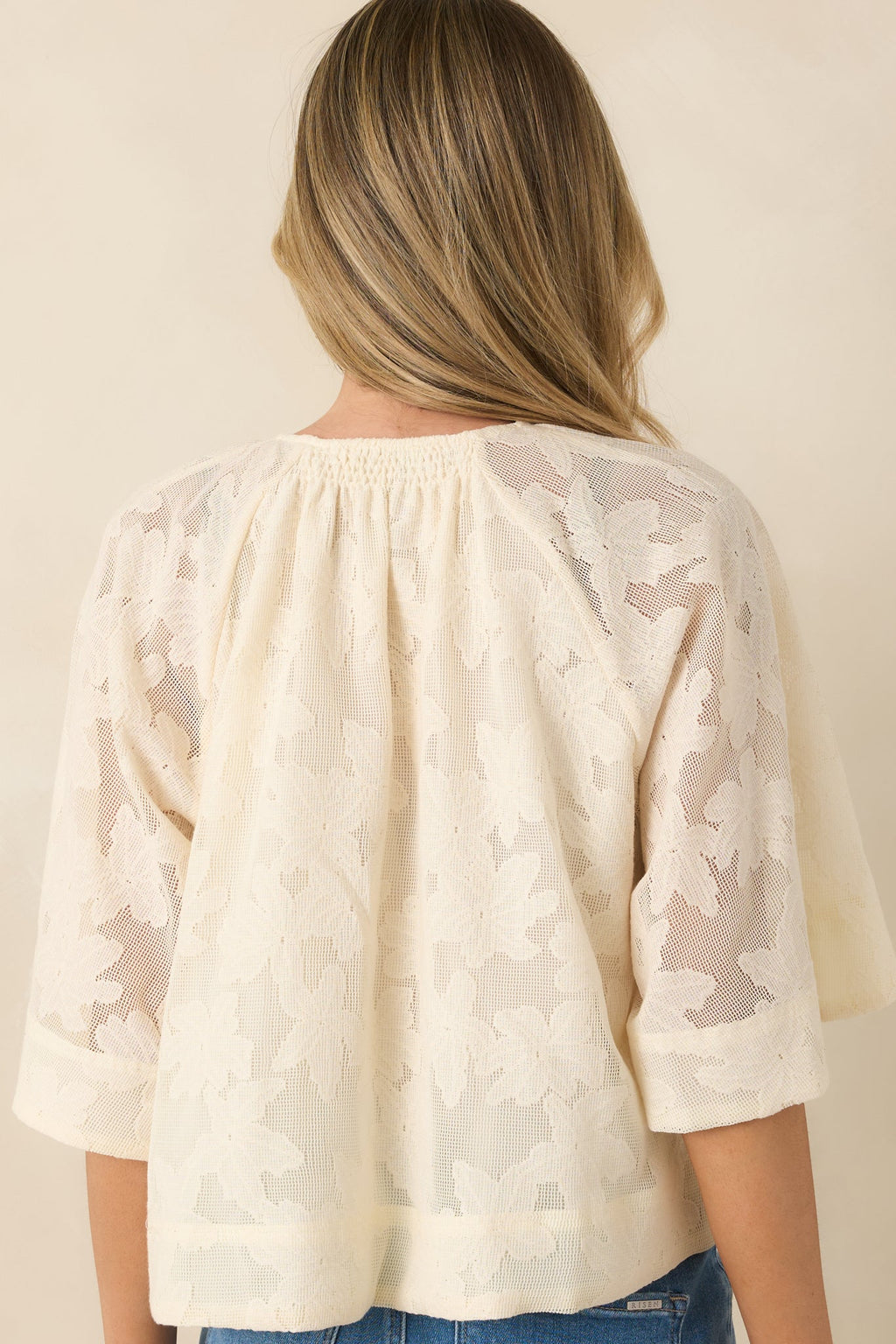 FRNCH Maresias Ivory Eyelet Embroidered Kimono Blouse