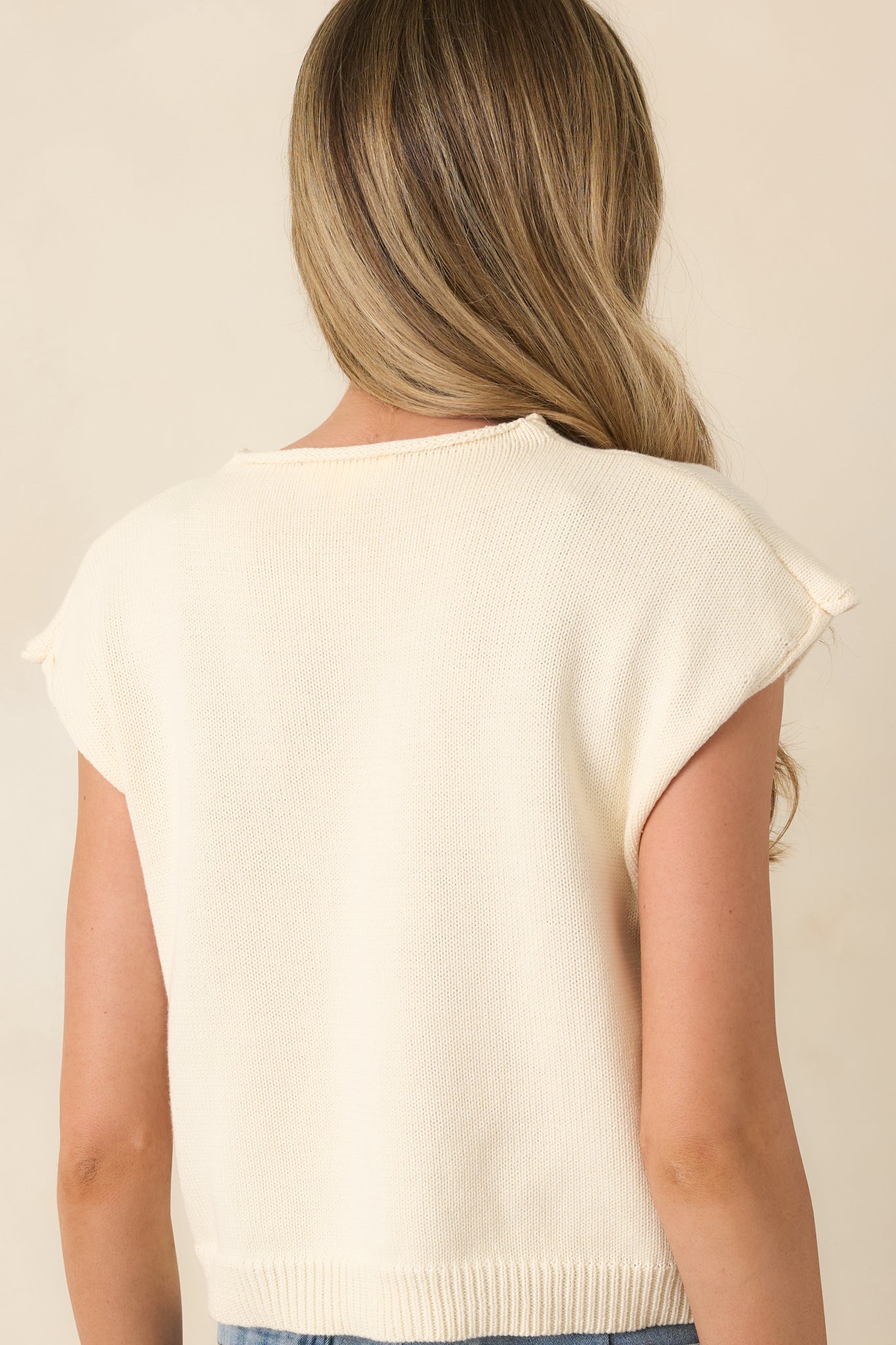 Let's Do This Ivory Sleeveless Button Front Top
