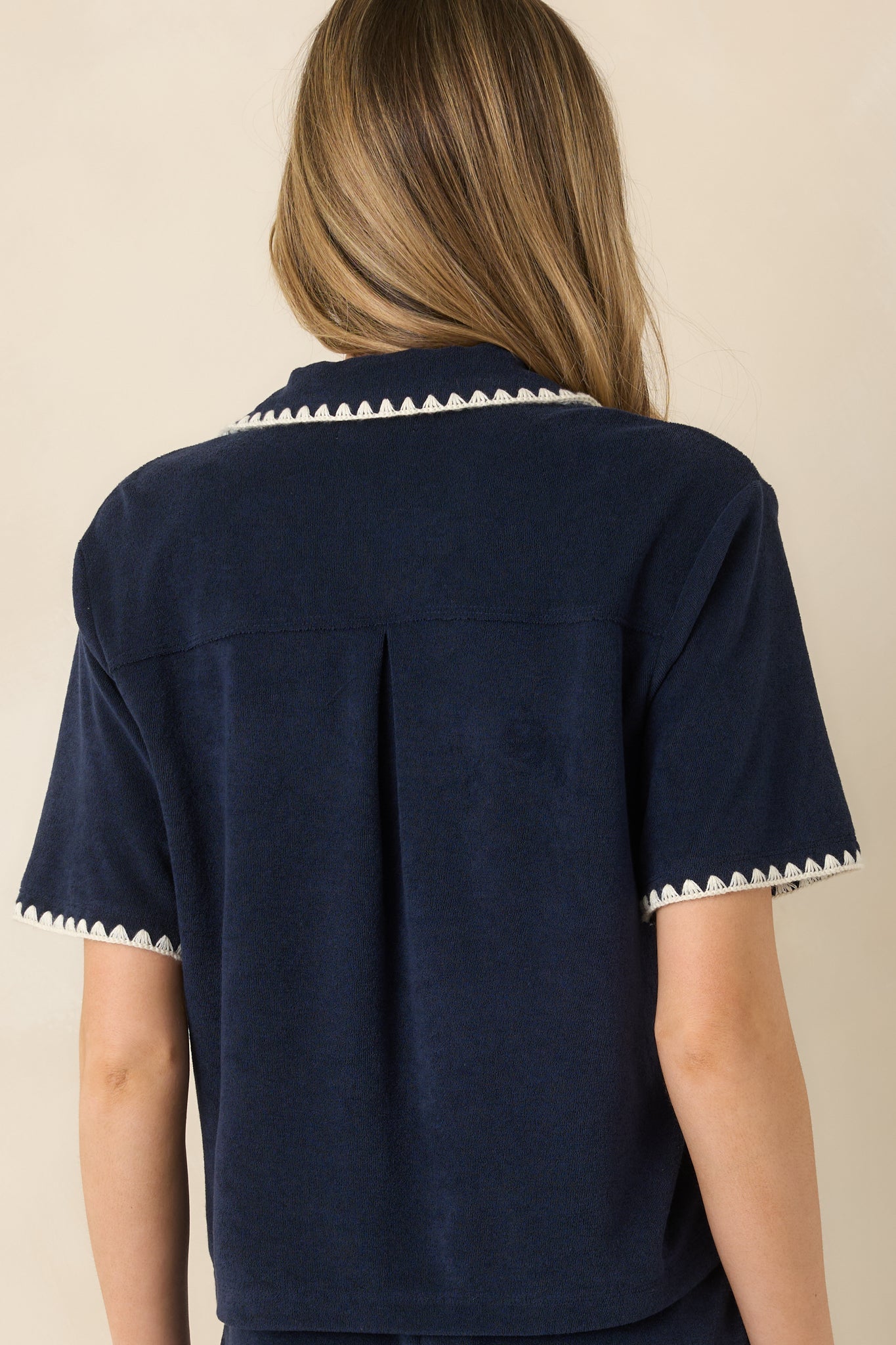 Z Supply Navy Cotton Blend Miles Loop Terry Shirt