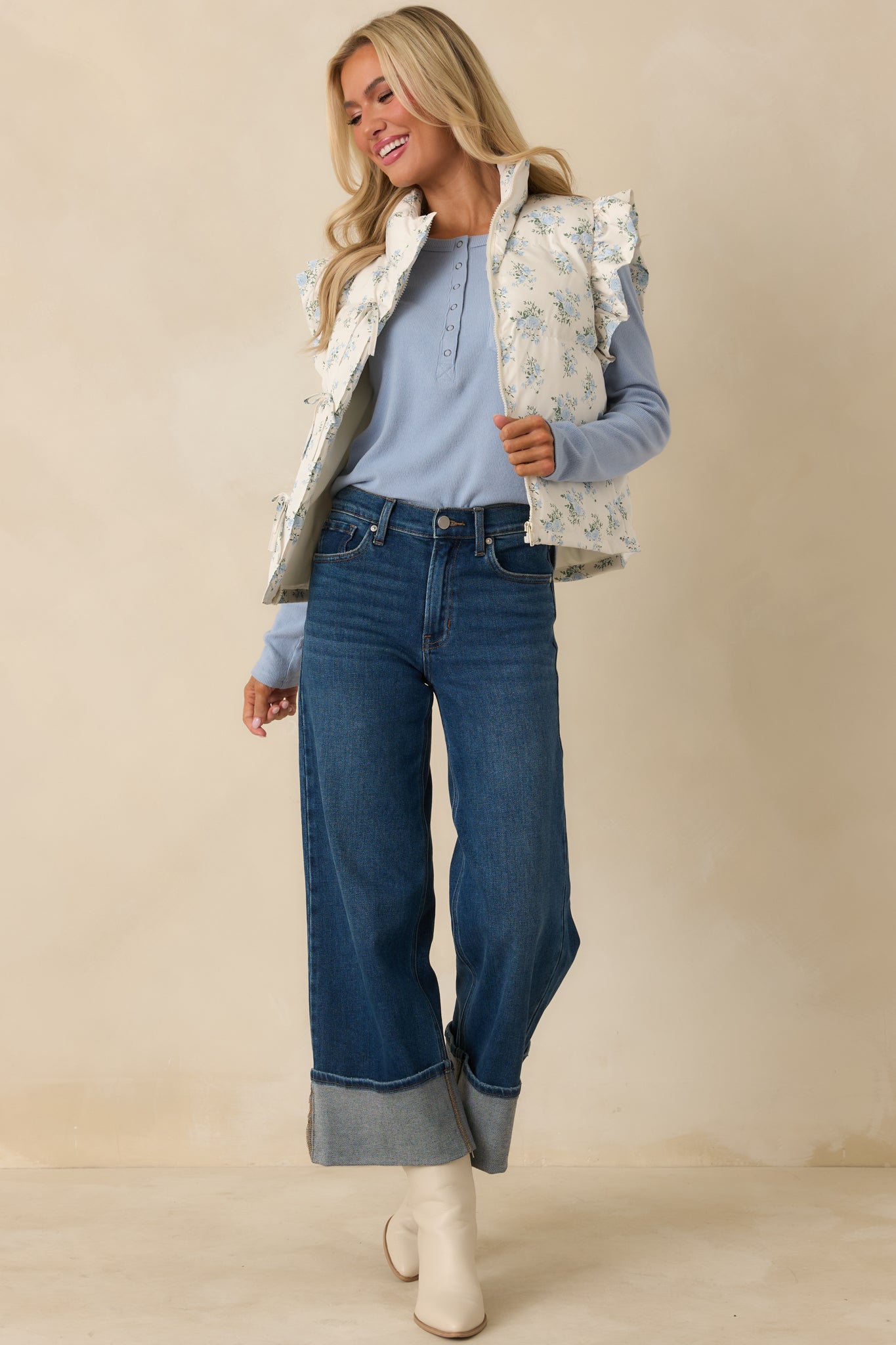 Meant For Today Sky Blue Ribbed Knit Long Sleeve Henley Top