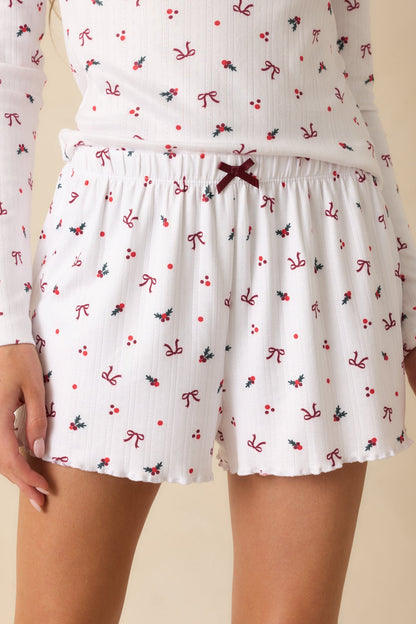 Z Supply White Multi Luxe Holly Pajama Shorts