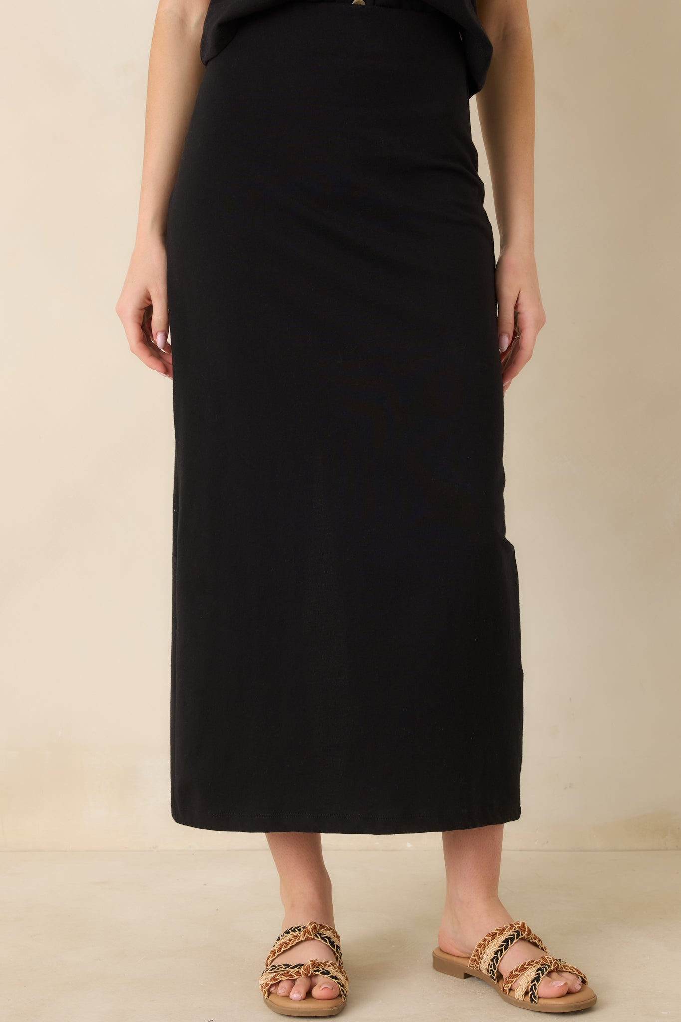 Z Supply True Black Cotton Gail Midi Skirt