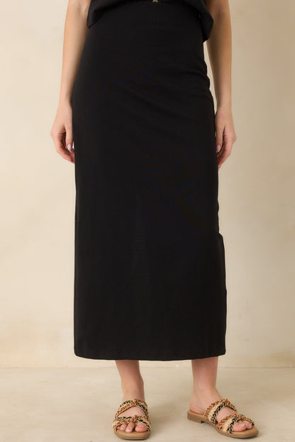 Z Supply True Black Cotton Gail Midi Skirt