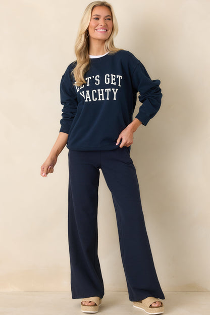 Z Supply Navy Blue Andre Wide Leg Pants