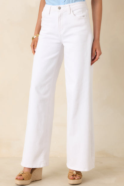 Always In Style White High Rise Wide Leg Jeans