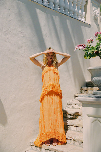 Lennie Fringe Skirt — Orange