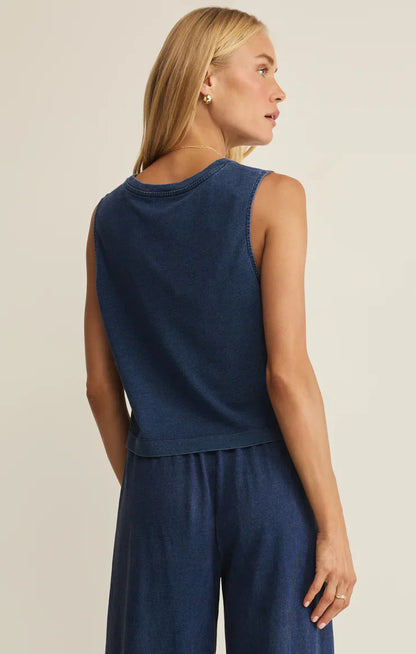 Sloane Jersey Denim Muscle Tee