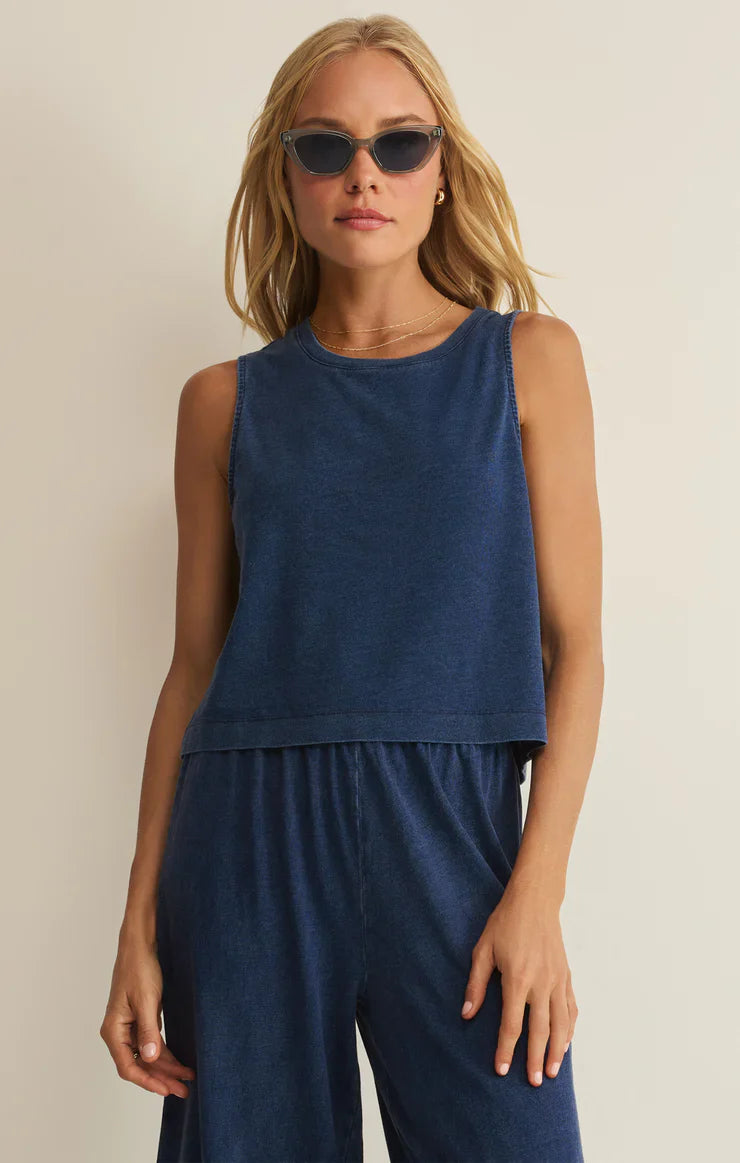 Sloane Jersey Denim Muscle Tee