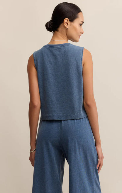 Sloane Jersey Denim Muscle Tee