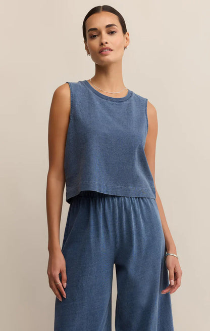 Sloane Jersey Denim Muscle Tee