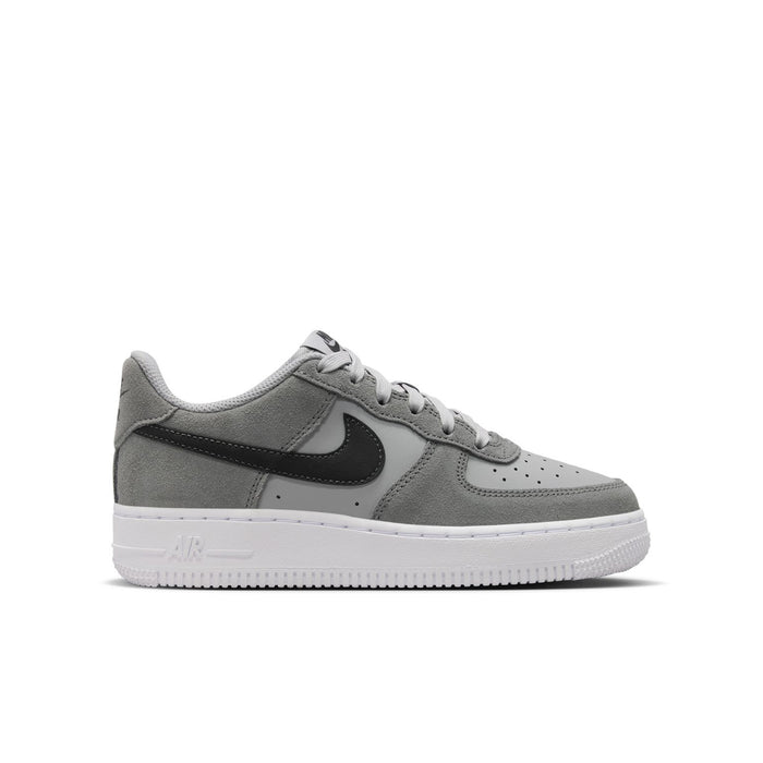 Youth Air Force 1 low-top sneakers in light smoke gray with dark Nike swoosh
