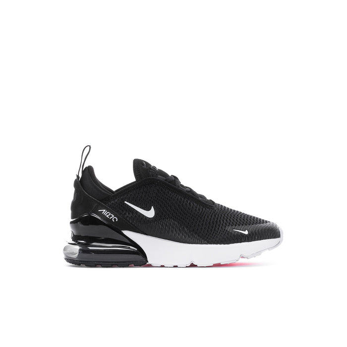 Kids' Nike Air Max 270 lace-up sneakers, black mesh upper with white midsole