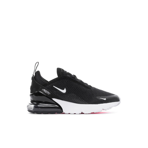Kids' Nike Air Max 270 lace-up sneakers, black mesh upper with white midsole