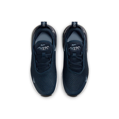 Kids navy Air Max 270 sneakers, lace-up with Air 270 logo on tongue