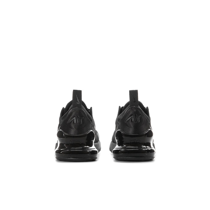 Kids black sneaker heel view with Air logo detail and glossy midsole