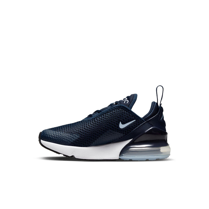 Kids Air Max 270 low-profile sneakers in dark navy, swoosh on side