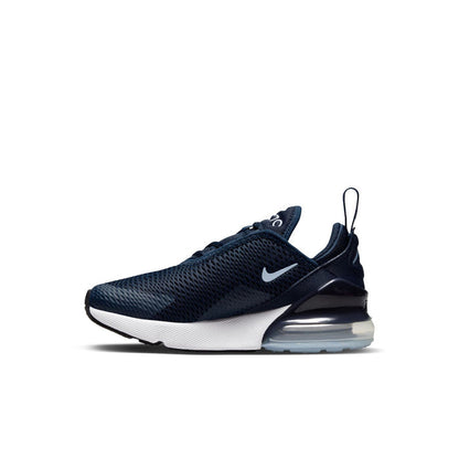 Kids Air Max 270 low-profile sneakers in dark navy, swoosh on side