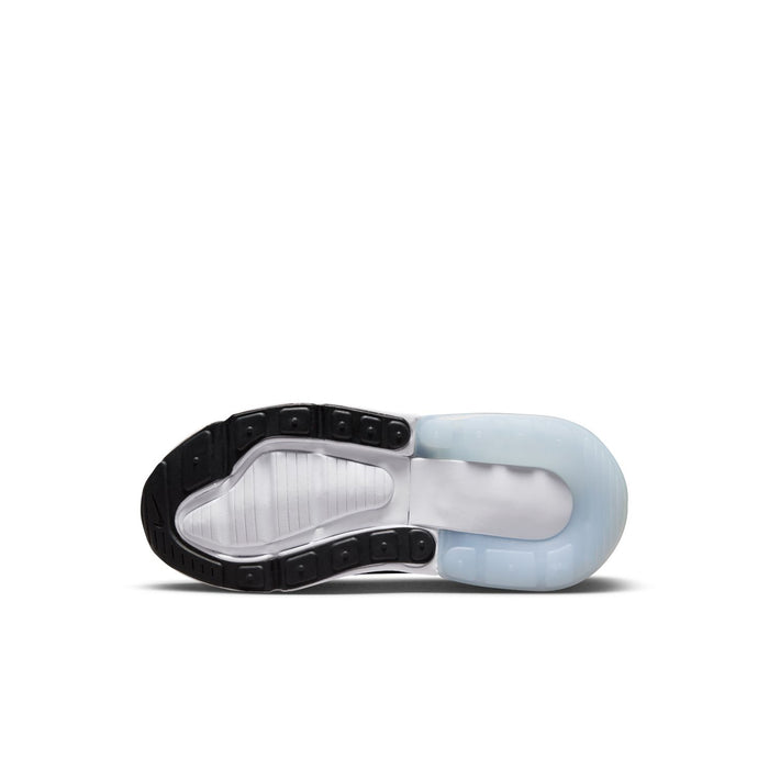 Kids Air Max 270 outsole, black tread with light blue air-cushion section