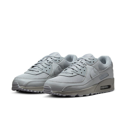 Men's light gray Air Max 90 sneakers, double front view with lace-up and Air sole