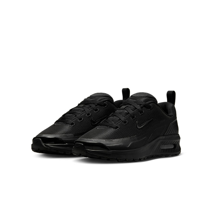 Youth black lace-up running shoes with mesh upper and Air Max sole unit