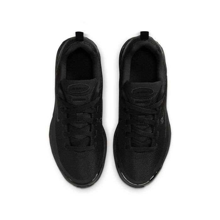 Youth black lace-up sneakers with padded collar and black fabric lining