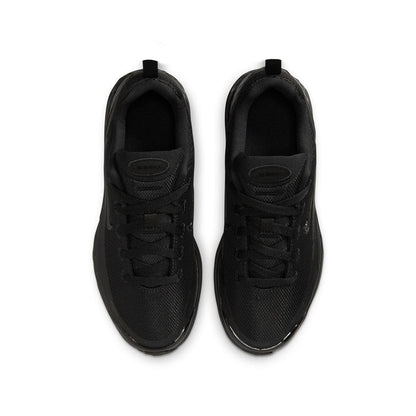 Youth black lace-up sneakers with padded collar and black fabric lining