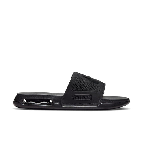 Men's black slide sandal with Air cushion window and textured strap