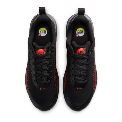Pair of men's black mesh sneakers with red laces and Air Max heel branding
