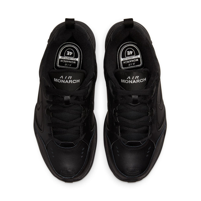 Pair of men's black sneakers, lace-up tongue and 'Air Monarch' label