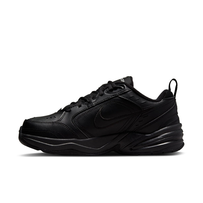 Men's black athletic sneaker, side angle with lace-up and swoosh