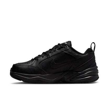 Men's black athletic sneaker, side angle with lace-up and swoosh