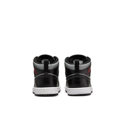 Kids black high-top sneakers with white midsole, Air logo on heel, lace-up