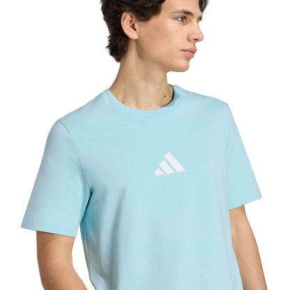 Men's light blue crew-neck T-shirt with white adidas logo detail on chest