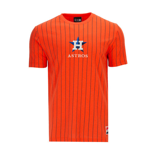Men's orange pinstripe T-shirt with Astros team logo on chest