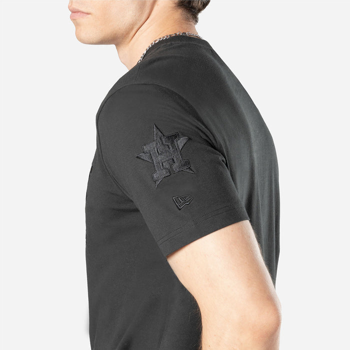Black short-sleeve T-shirt with small Astros emblem on the upper sleeve