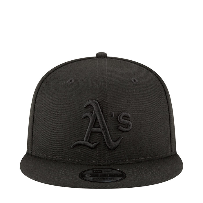 Black baseball cap with raised logo on front panel