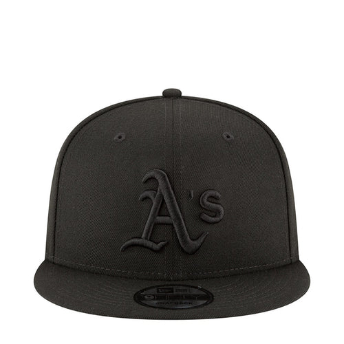 Black baseball cap with raised logo on front panel