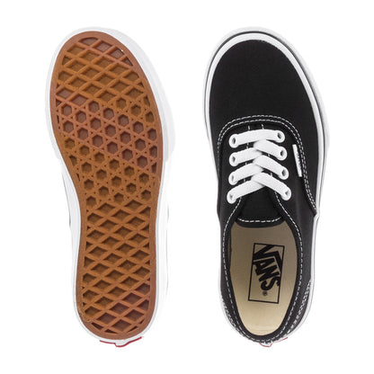 Kids' Vans black canvas sneakers: outsole tread and sidewall Vans logo