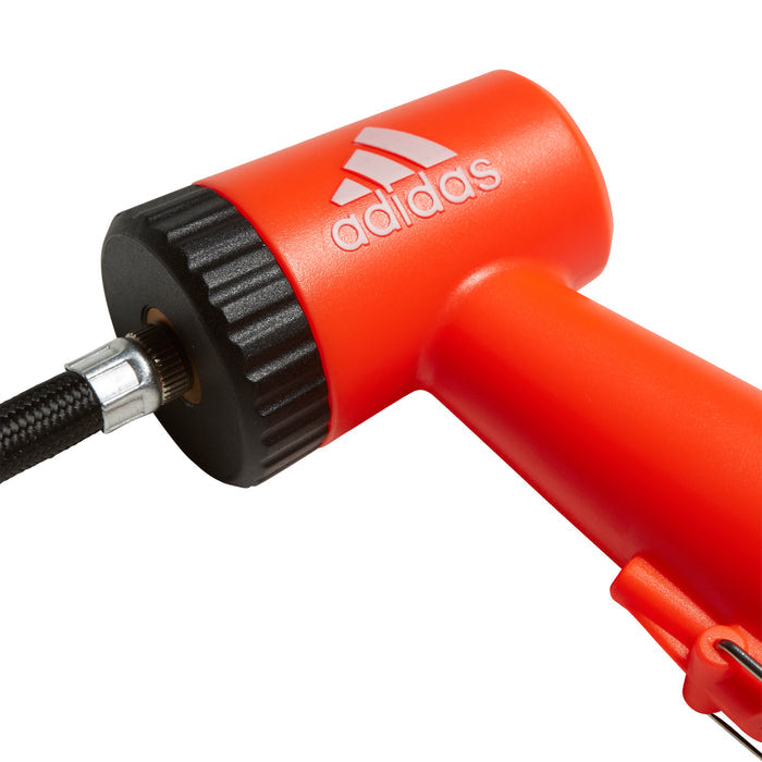 Solar red adidas inflator head with black knurled ring and metal connector