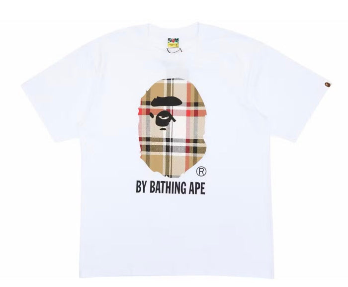 Bape Tee White "Burberry Print"
