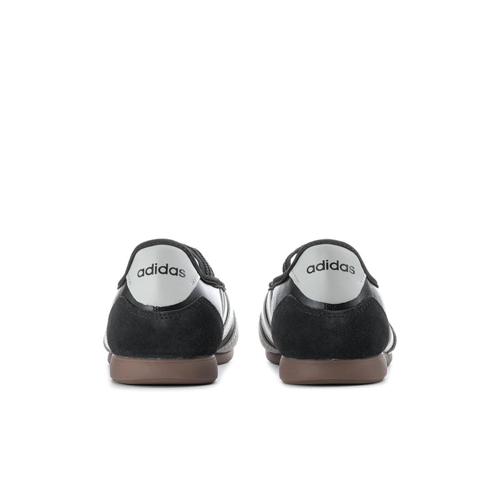 Women’s mary jane sneakers, black uppers with adidas logo and gum-brown outsole