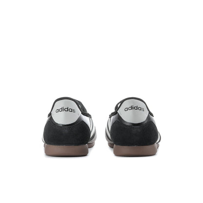 Women’s mary jane sneakers, black uppers with adidas logo and gum-brown outsole
