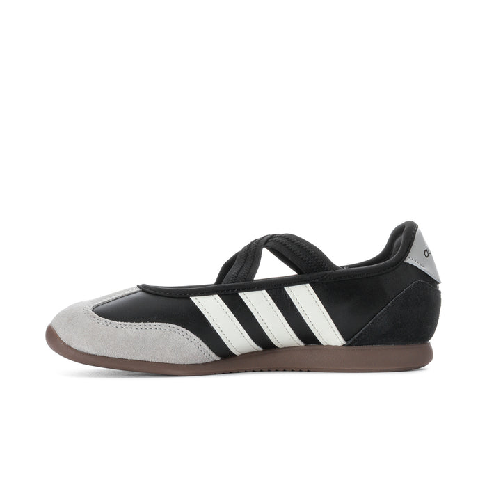 Women’s mary jane sneakers, black leather look with white stripes and lace-up closure