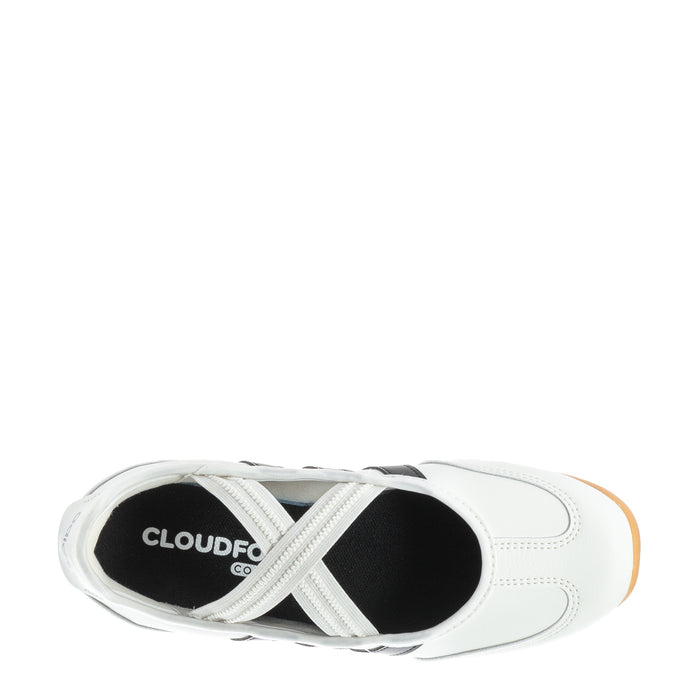 Youth Mary Jane sneaker interior showing 'CLOUDFOAM CO' on white lining.