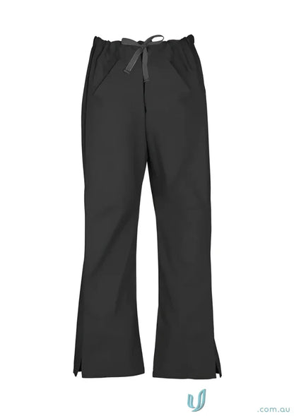Black drawstring scrub pants from BizCare Classic Ladies Scrubs Bootleg collection with soft-touch fabric